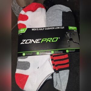 Zone Pro Men's Half Cushion Low Cut Socks - Red, Gray, Black, White